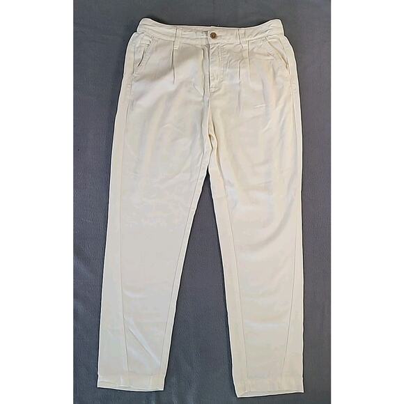 Anthropologie Scout Pleated Trouser Pants Ivory  Women’s 27 Cropped Straight Leg - Picture 5 of 13